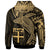 Fiji Zip up Hoodie Humpback Whale & Coat of Arms Gold - Polynesian Pride