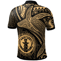 Northern Mariana Islands Polo Shirt Humpback Whale and Coat of Arms Gold - Polynesian Pride