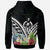 Vanuatu Polynesian Zip up Hoodie Vanuatu Coat of Arms & Polynesian Tropical Flowers White - Polynesian Pride