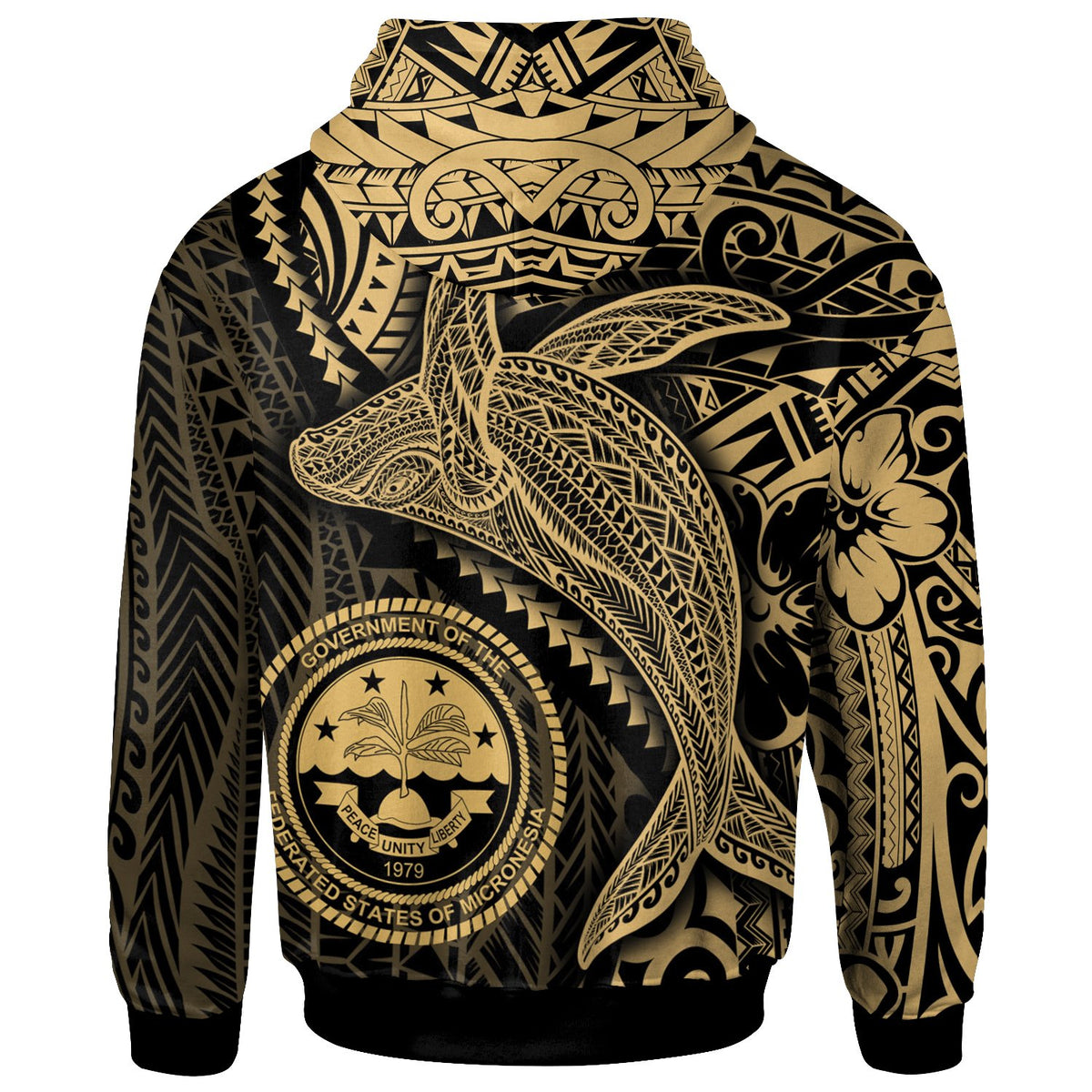 Federated States of Micronesia Hoodie Humpback Whale & Coat of Arms Gold - Polynesian Pride