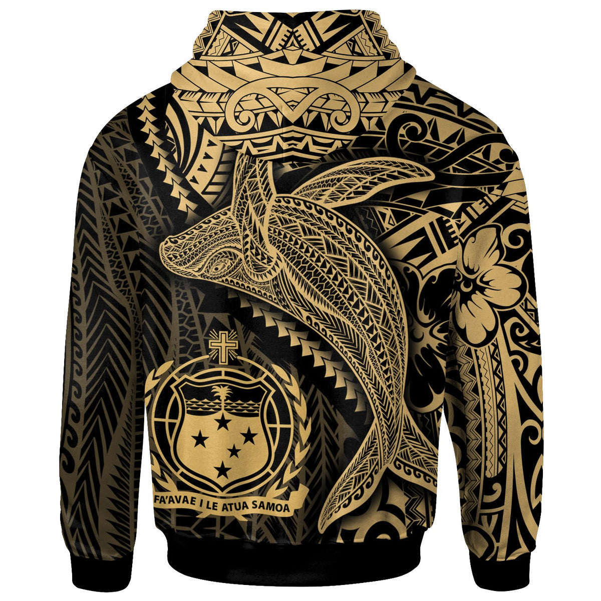 Samoa Hoodie Humpback Whale & Coat of Arms Gold - Polynesian Pride