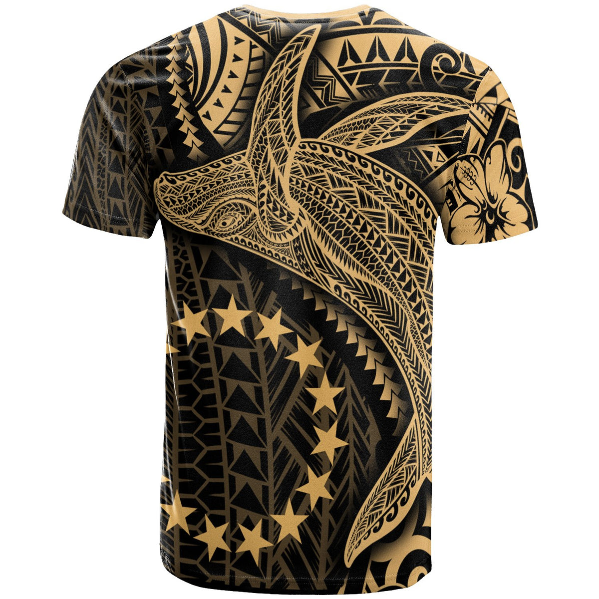 Cook Islands T Shirt Humpback Whale & Coat of Arms Gold - Polynesian Pride