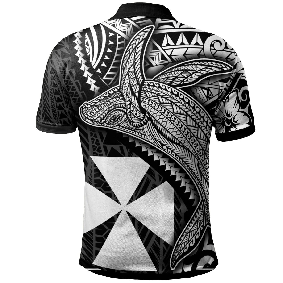 Wallis and Futuna Polo Shirt Humpback Whale and Coat of Arms White - Polynesian Pride