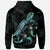 Tuvalu Polynesian Zip up Hoodie Turtle With Blooming Hibiscus Turquoise - Polynesian Pride