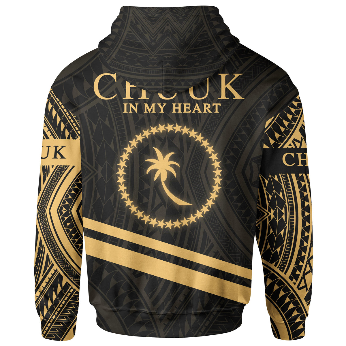 Chuuk State Zip Hoodie In My Heart Style Gold Polynesian Patterns - Polynesian Pride