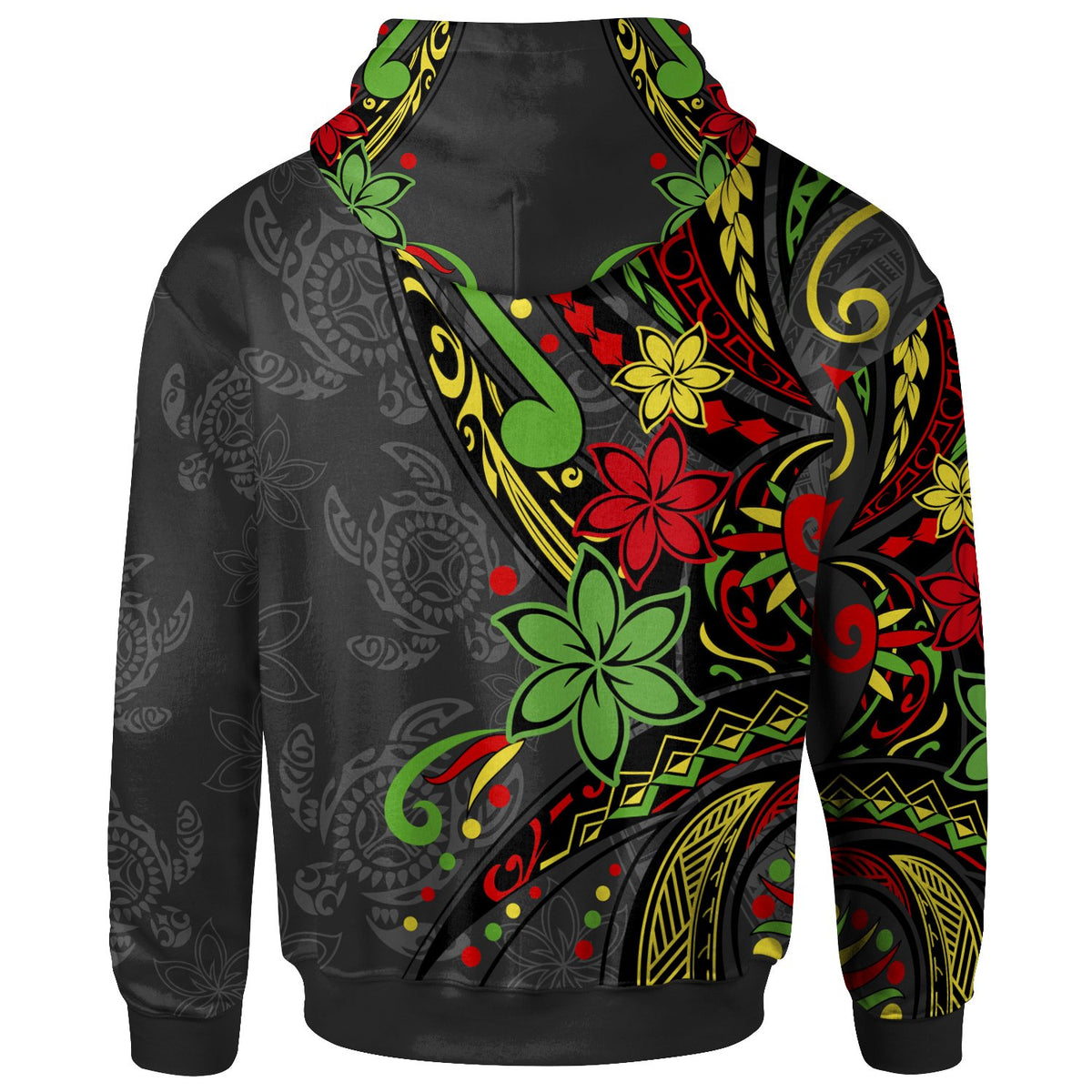 Pohnpei Zip up Hoodie Tribal Flower With Special Turtles - Polynesian Pride