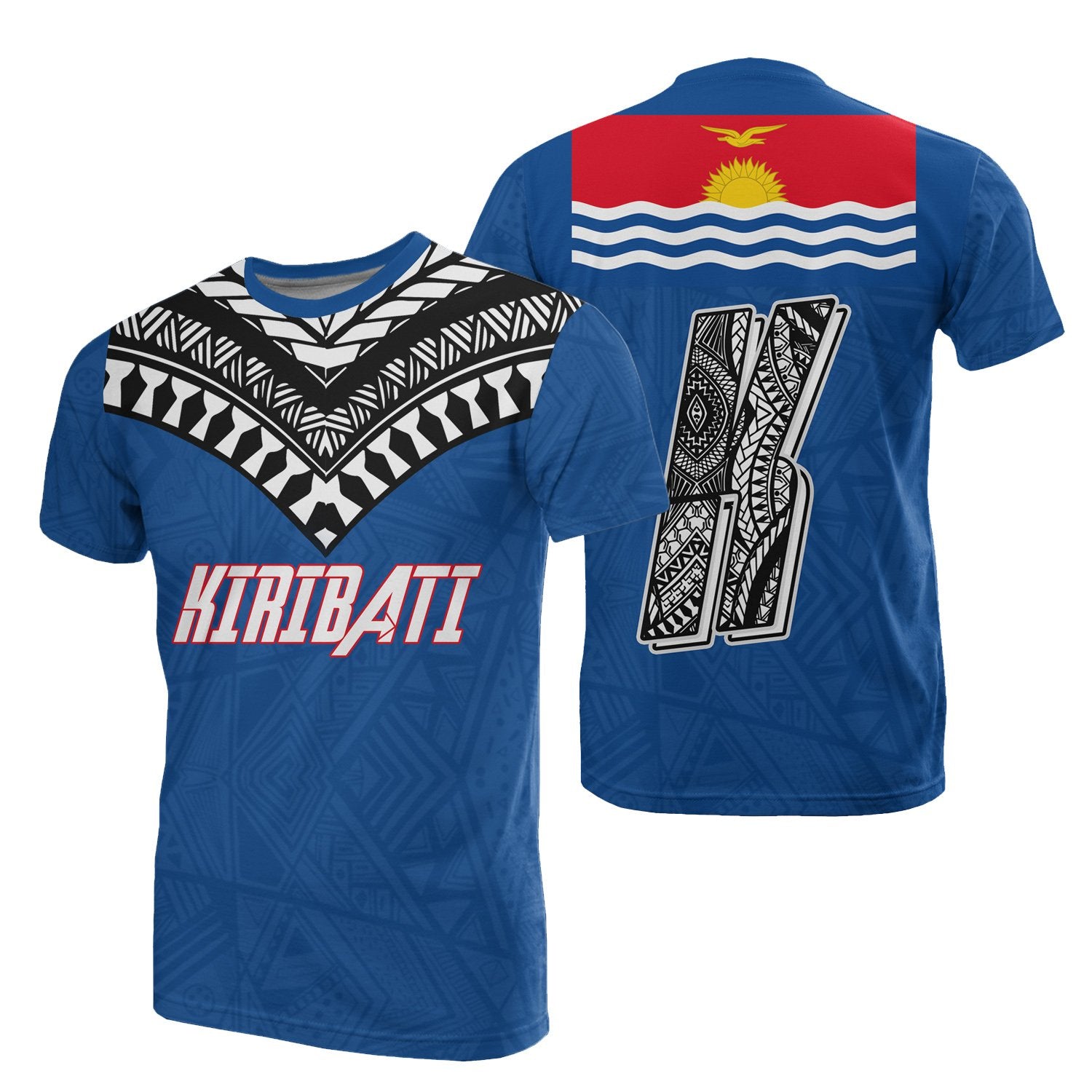 Kiribati All Over T Shirt Kiribati Flag Micronesia Style Unisex Blue - Polynesian Pride