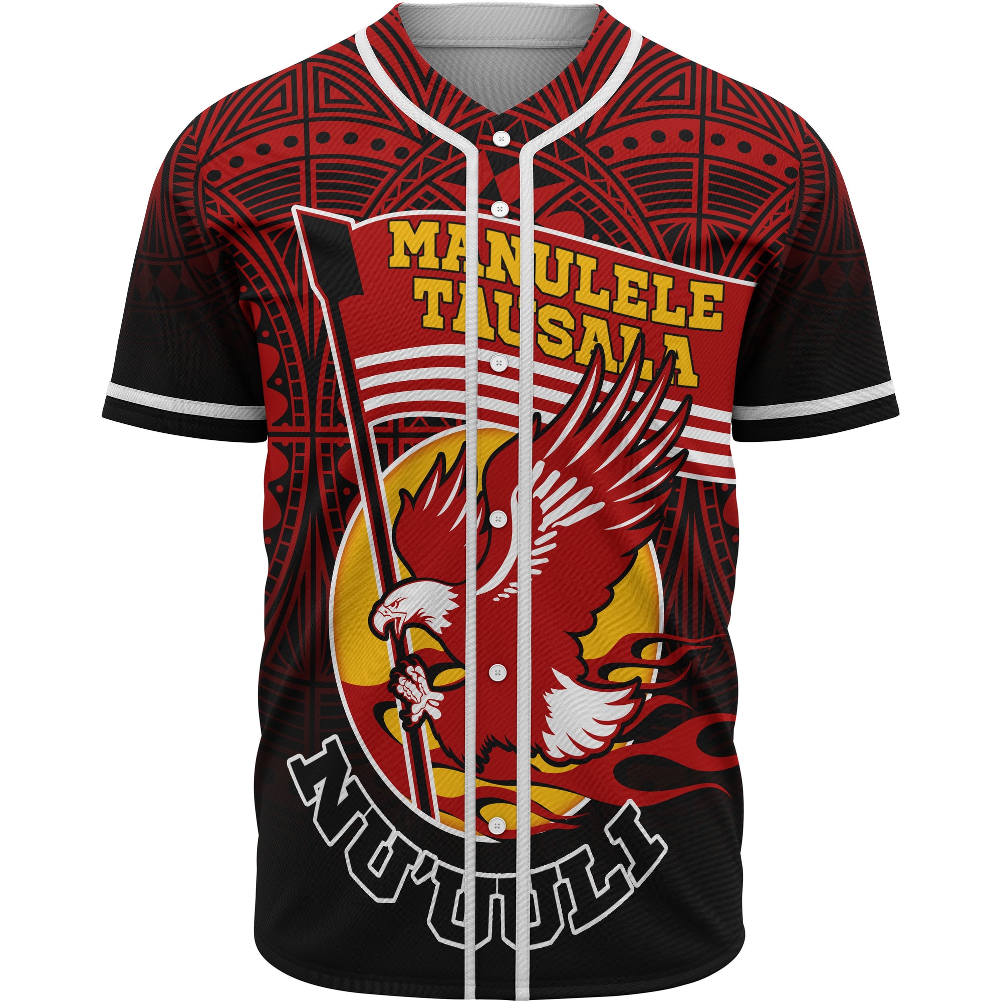 American Samoa Baseball Shirt - Manulele Tausala Nuuuli (Ver 2) Unisex Red - Polynesian Pride