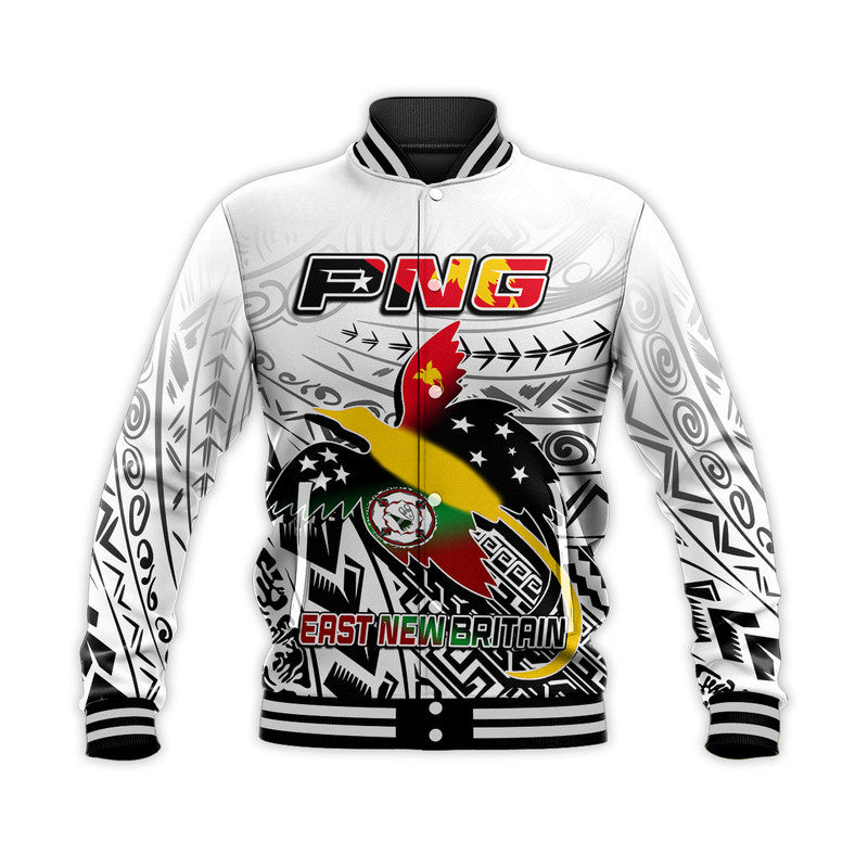 (Custom Personalised) Papua New Guinea And East New Britain Province Baseball Jacket LT6 Unisex white - Polynesian Pride