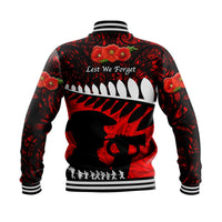 New Zealand Maori ANZAC Baseball Jacket Remembrance Soldier - Red LT8 - Polynesian Pride