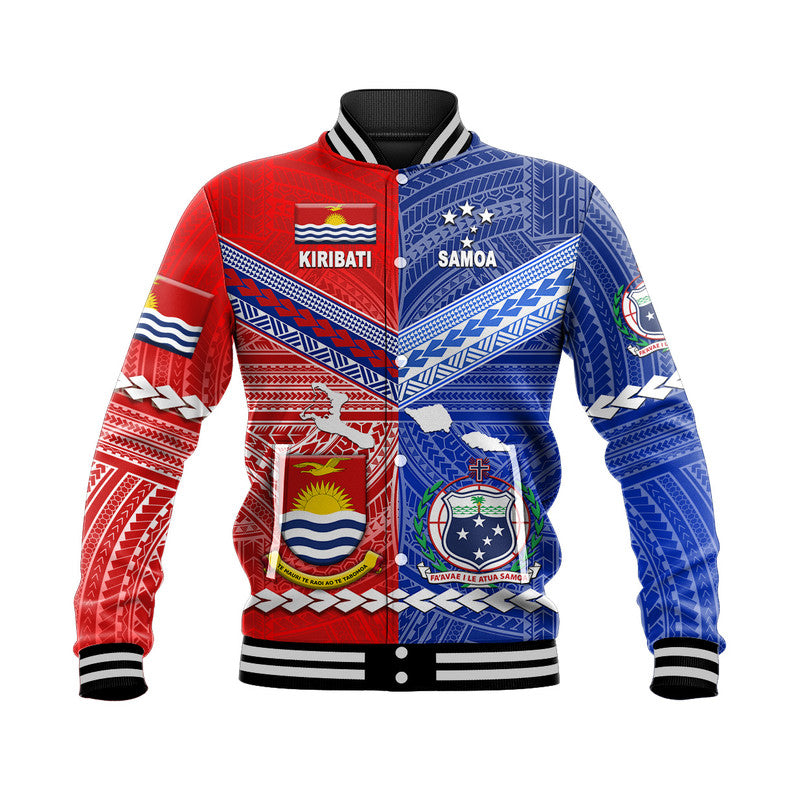 Samoa And Kiribati Baseball Jacket Together LT8 Unisex Blue - Polynesian Pride