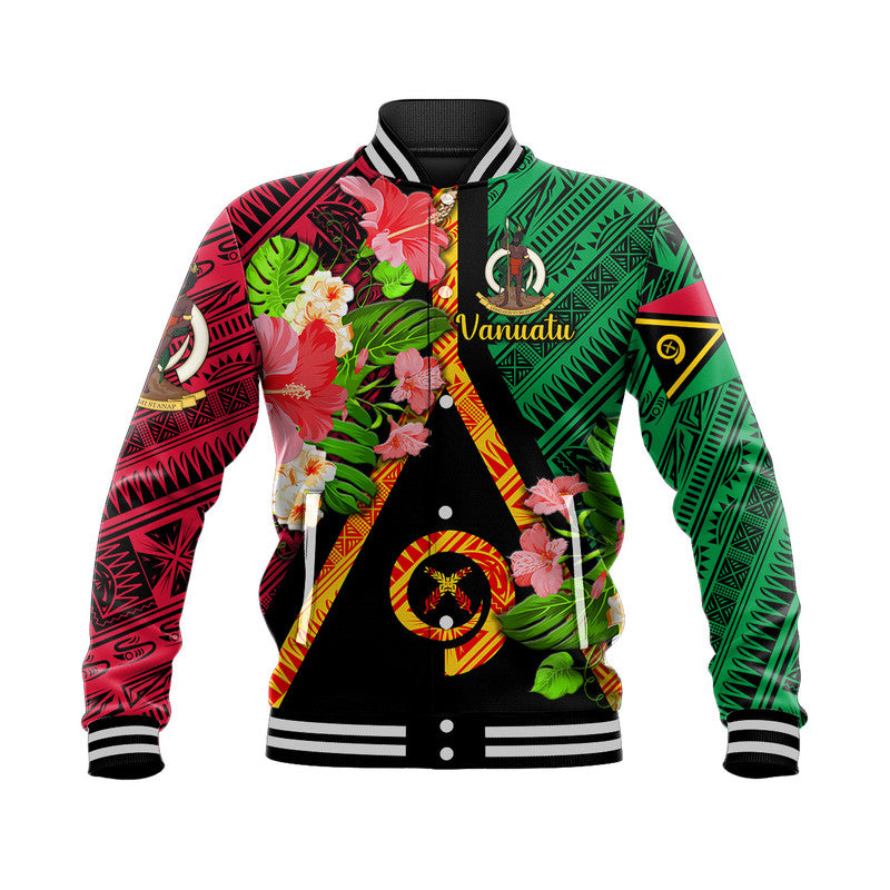 (Custom Personalised) Vanuatu Baseball Jacket Independence Be Proud Vanuatu Flag LT8 Unisex Black - Polynesian Pride