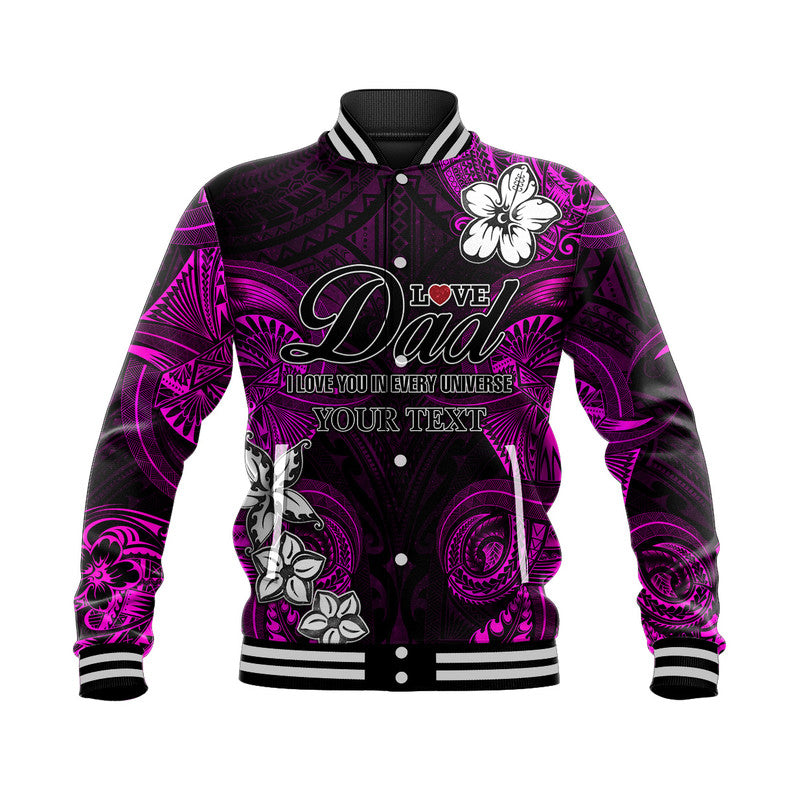 (Custom Personalised) Polynesian Fathers Day Baseball Jacket I Love You In Every Universe - Pink LT8 Unisex Pink - Polynesian Pride