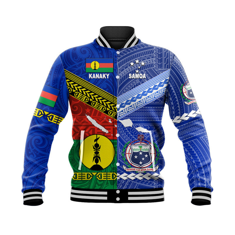 Samoa And Kanaky New Caledonia Baseball Jacket Together LT8 Unisex Blue - Polynesian Pride