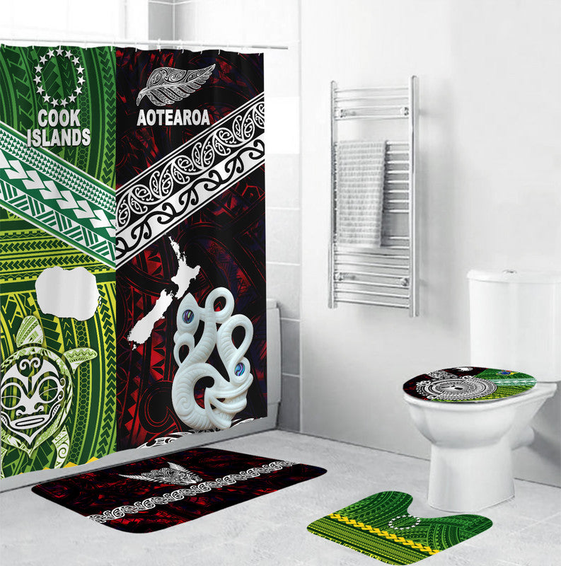 New Zealand And Cook Islands Bathroom Set Together - Red LT8 Red - Polynesian Pride