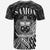 Samoa T Shirt White Polynesian Patterns With Bamboo - Polynesian Pride