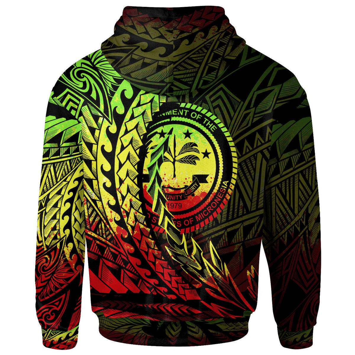 Federated States of Micronesia Zip Hoodie Reggae Custom Wings Style - Polynesian Pride