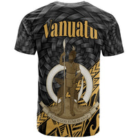 Vanuatu T Shirt Gold Polynesian Patterns With Bamboo - Polynesian Pride