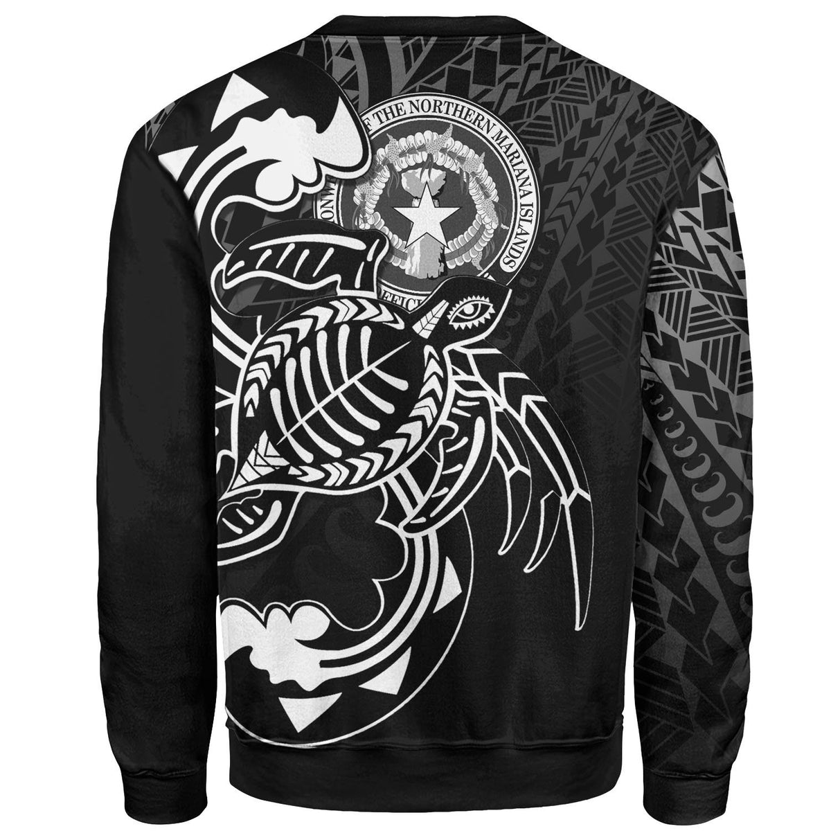 Northern Mariana Islands Sweatshirt - Turtle With Polynesian Waves - Polynesian Pride