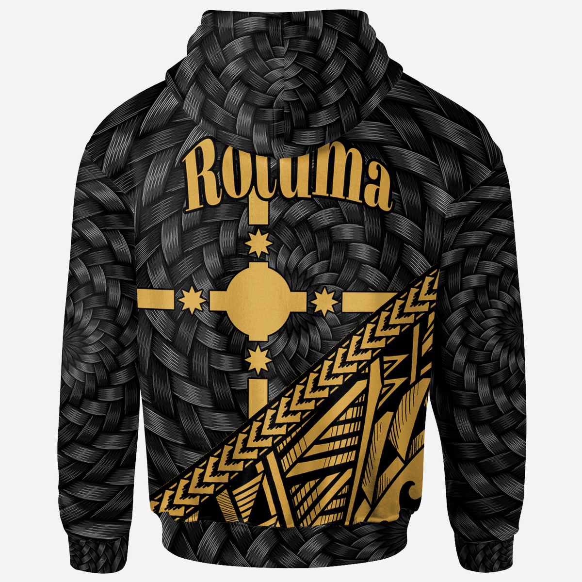 Rotuma Hoodie Custom Gold Tapa Patterns With Bamboo - Polynesian Pride