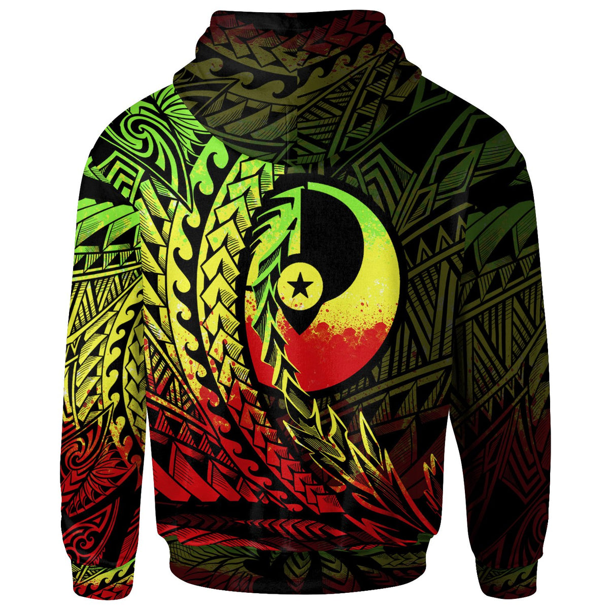 Yap State Zip Hoodie Reggae Custom Wings Style - Polynesian Pride