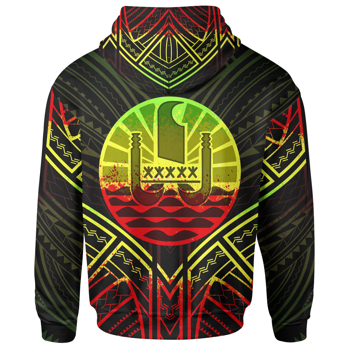 French Polynesia Zip Hoodie French Polynesia Seal Reggae Tribal Patterns - Polynesian Pride