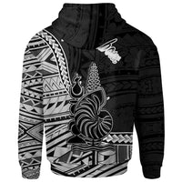 New Caledonia Islands Zip Hoodie Pouembout Seal of New Caledonia Polynesian Patterns - Polynesian Pride