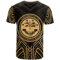 Federated States of Micronesia T Shirt FSM Seal Tribal Gold Color Patterns - Polynesian Pride