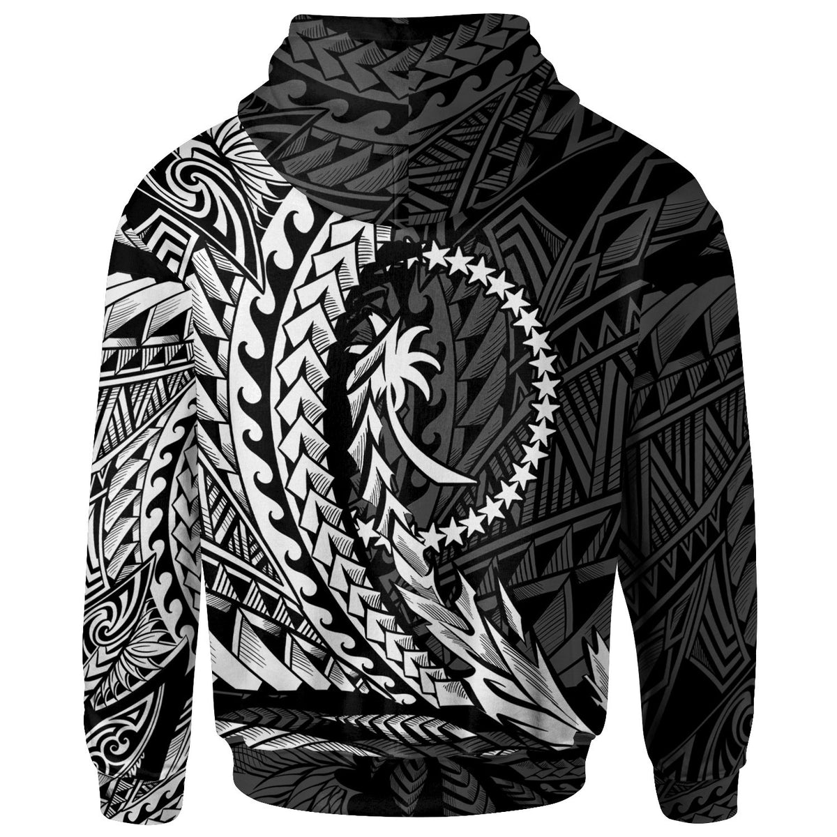 Chuuk State Zip Hoodie White Custom Wings Style - Polynesian Pride