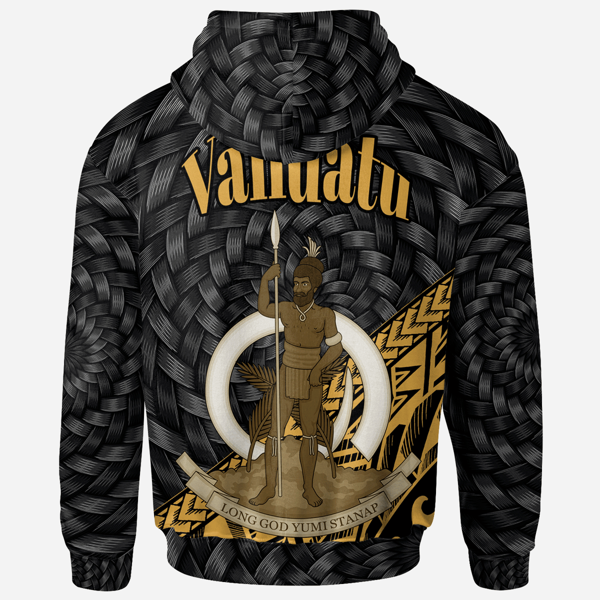 Vanuatu Hoodie Gold Polynesian Patterns With Bamboo - Polynesian Pride