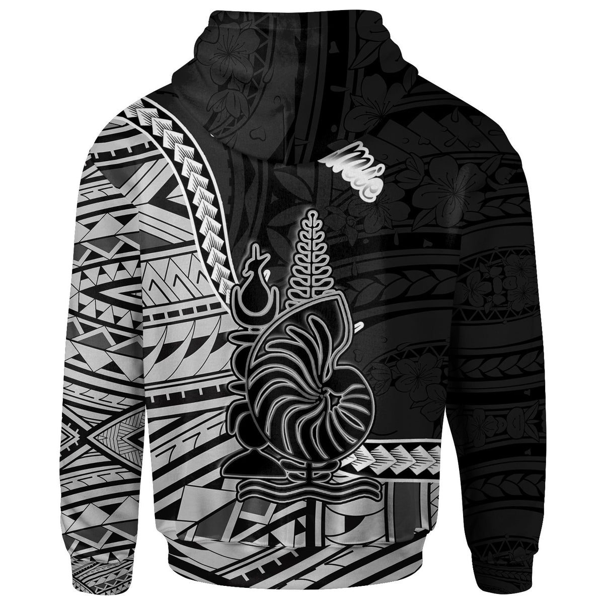 New Caledonia Islands Zip Hoodie Poindimie Seal of New Caledonia Polynesian Patterns - Polynesian Pride