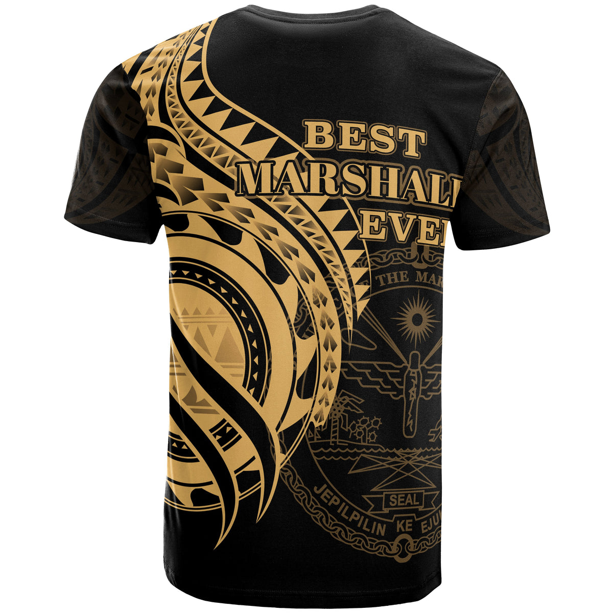 Marshall Islands T Shirt Gold Color Polynesian Patterns Best Marshall Ever - Polynesian Pride