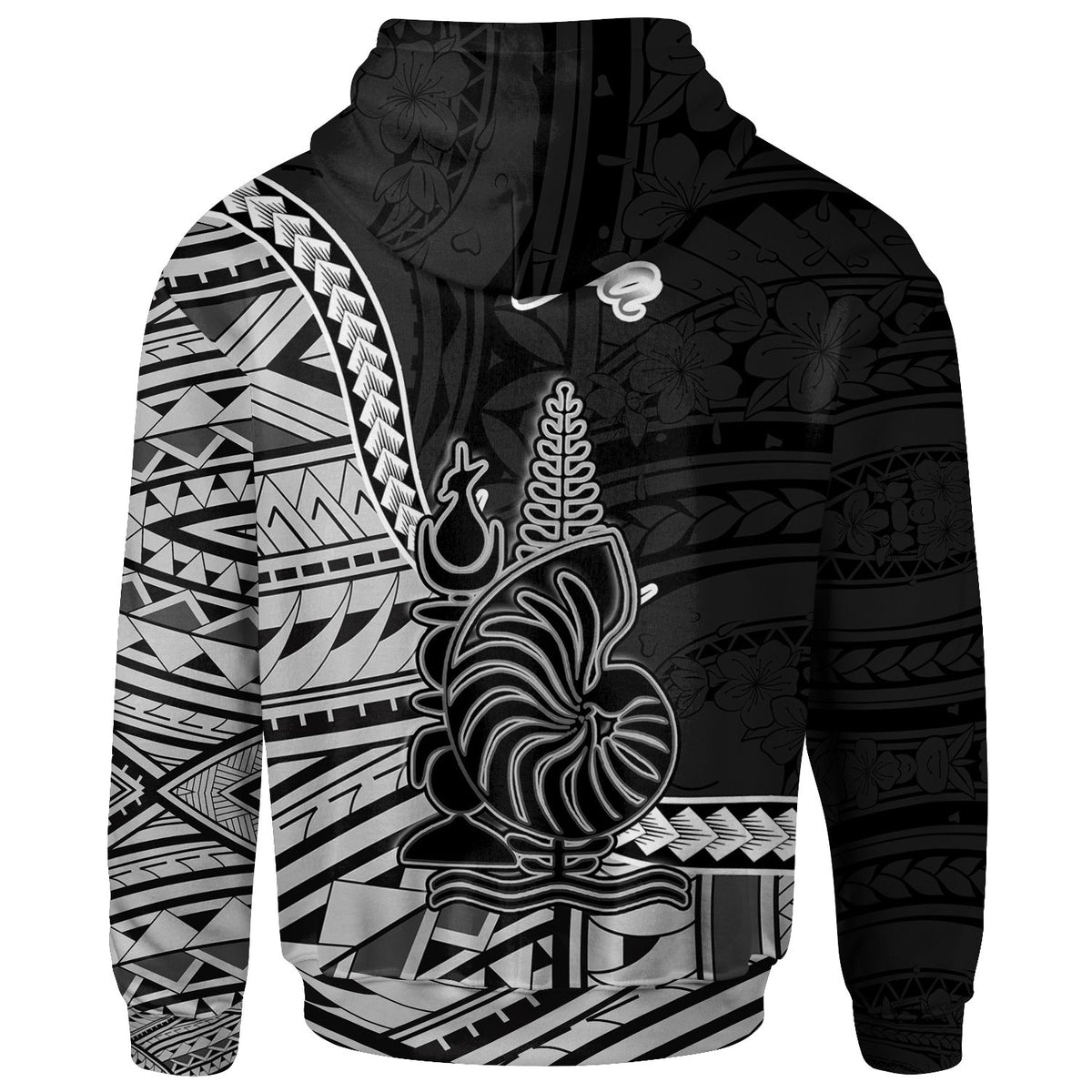New Caledonia Islands Zip Hoodie Poya Seal of New Caledonia Polynesian Patterns - Polynesian Pride