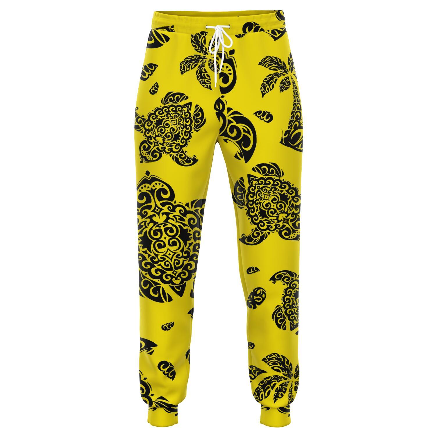 Polynesian Turtle Palm And Sea Pebbles Yellow Joggers Unisex Yellow - Polynesian Pride