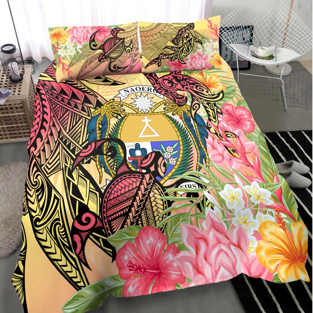 Nauru Bedding Set - Flowers Tropical With Sea Animals - Polynesian Pride