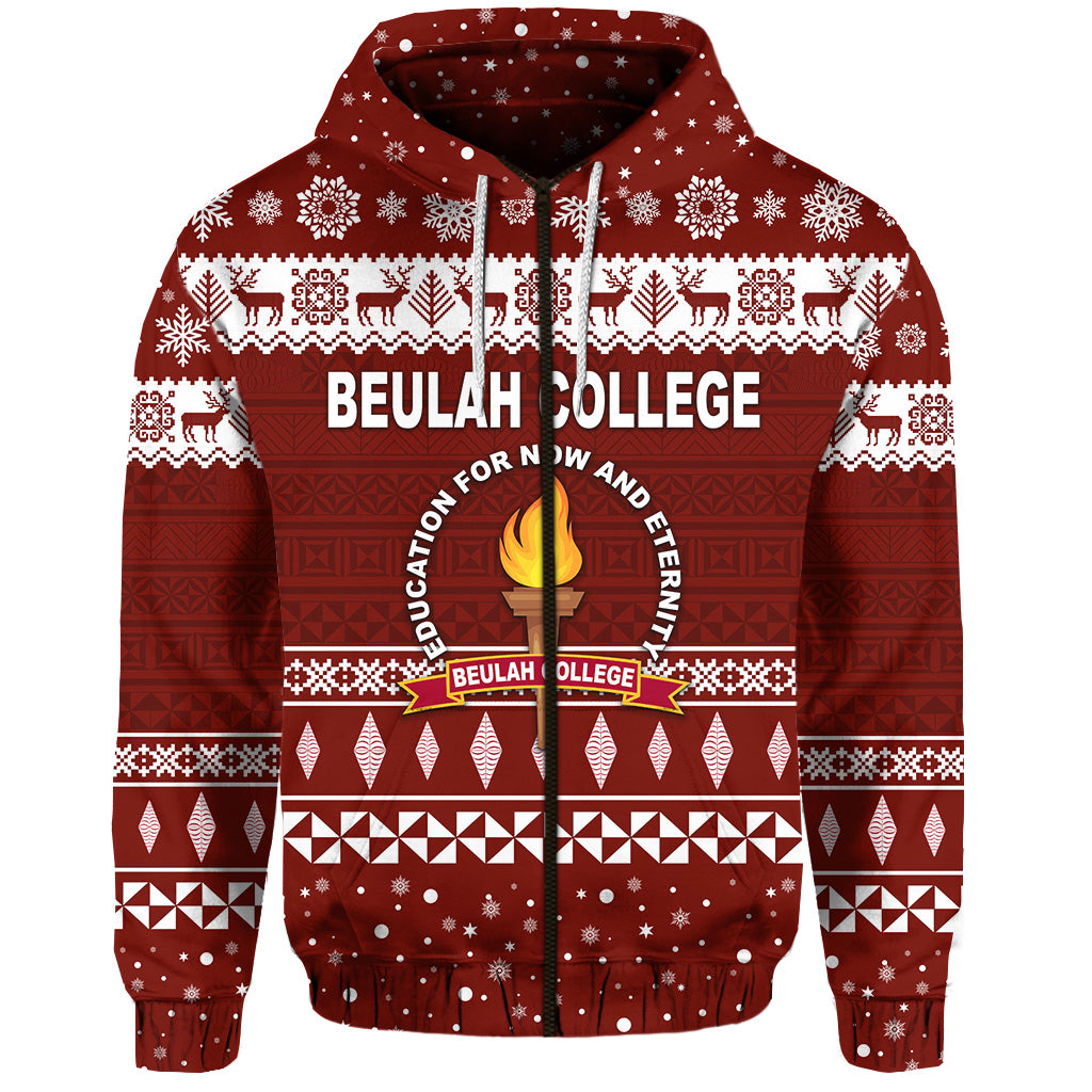 Custom Tonga Beulah College Christmas Zip Hoodie Simple Style LT8 - Polynesian Pride