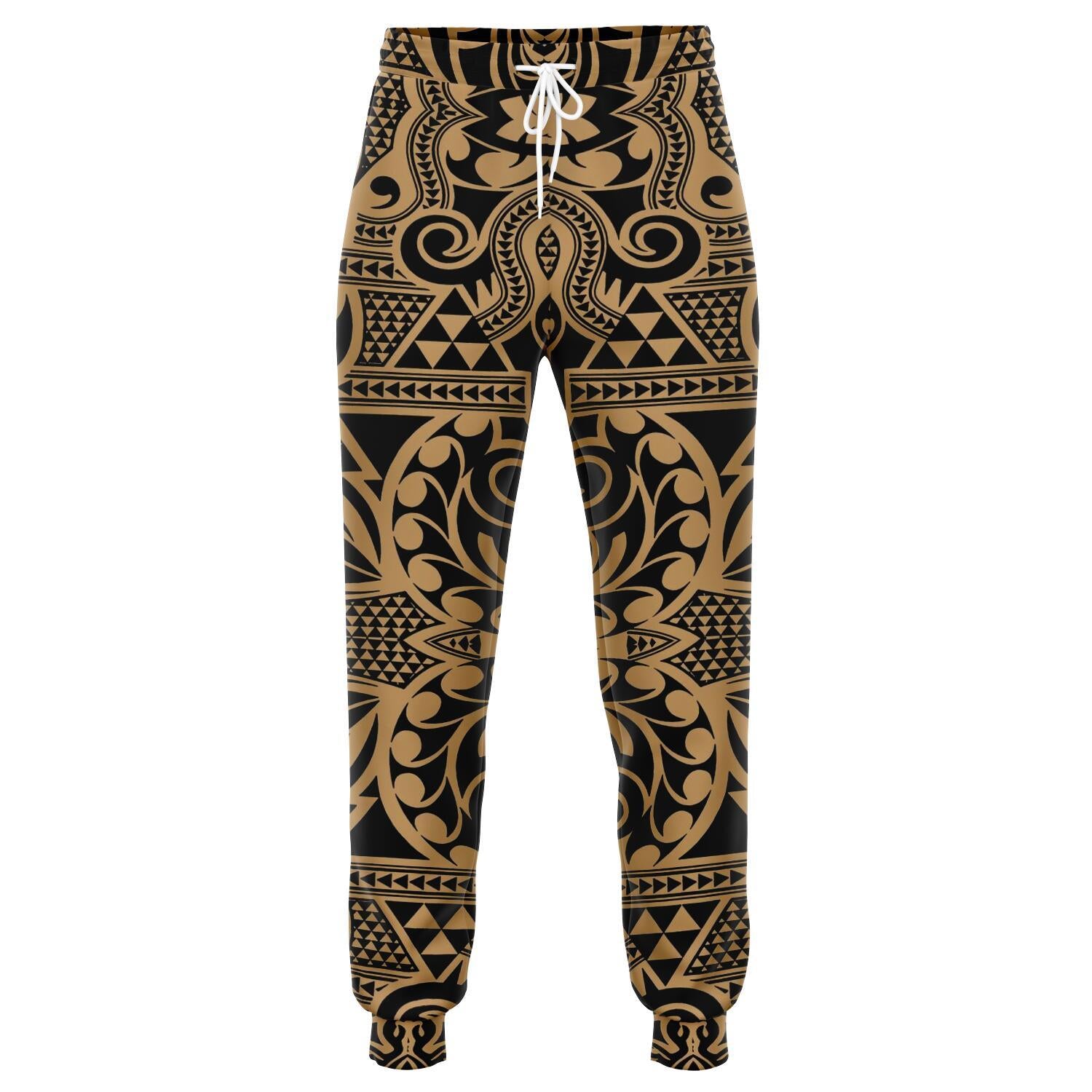 Polynesian Kakau Turtle Gold Joggers Unisex Gold - Polynesian Pride