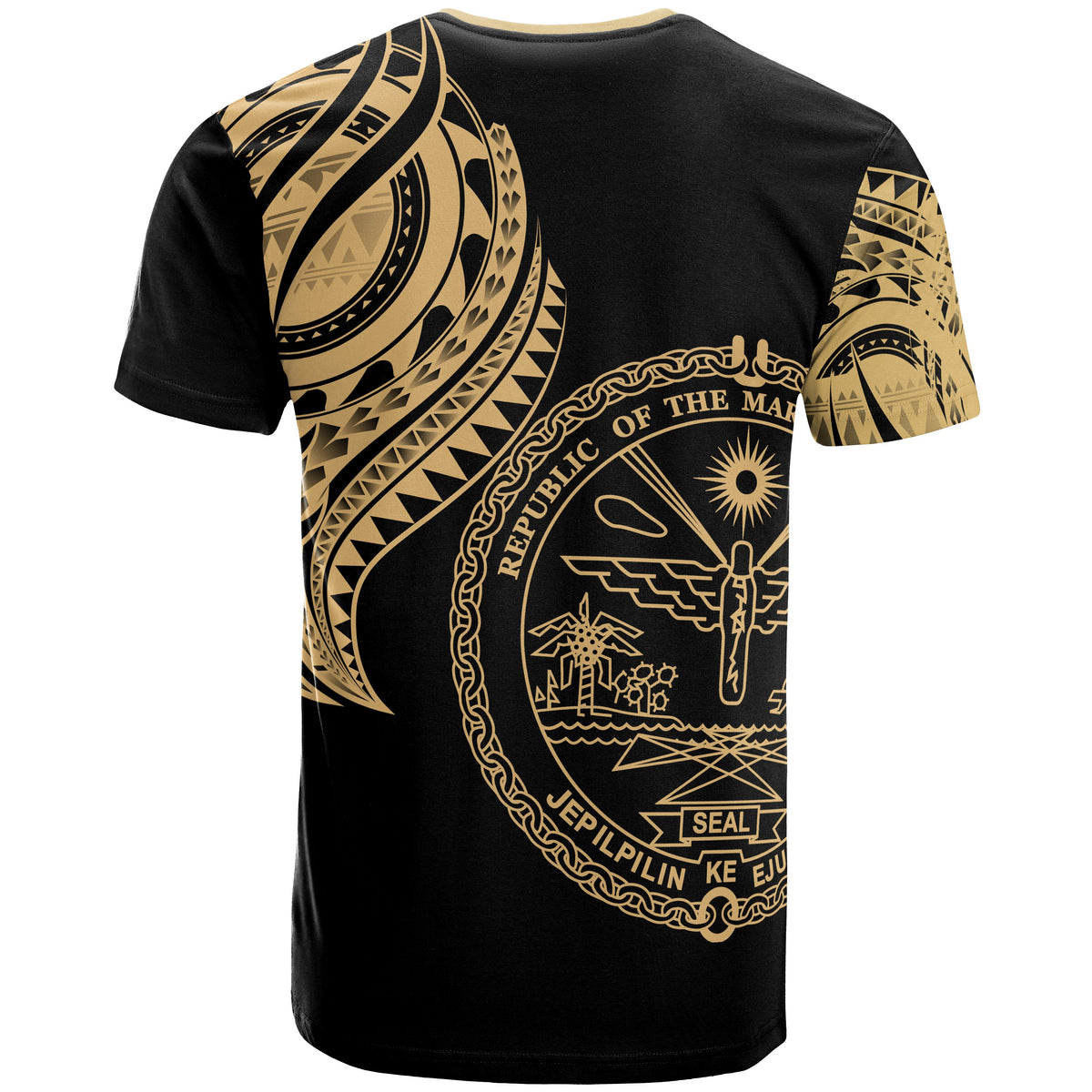 Marshall Custom T Shirt Marshall Tatau Gold Patterns - Polynesian Pride