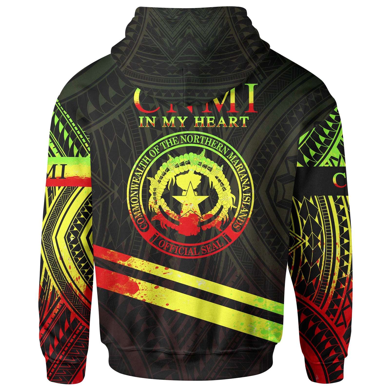 Northern Mariana Islands Hoodie In My Heart Style Reggae Polynesian Patterns Unisex Black - Polynesian Pride