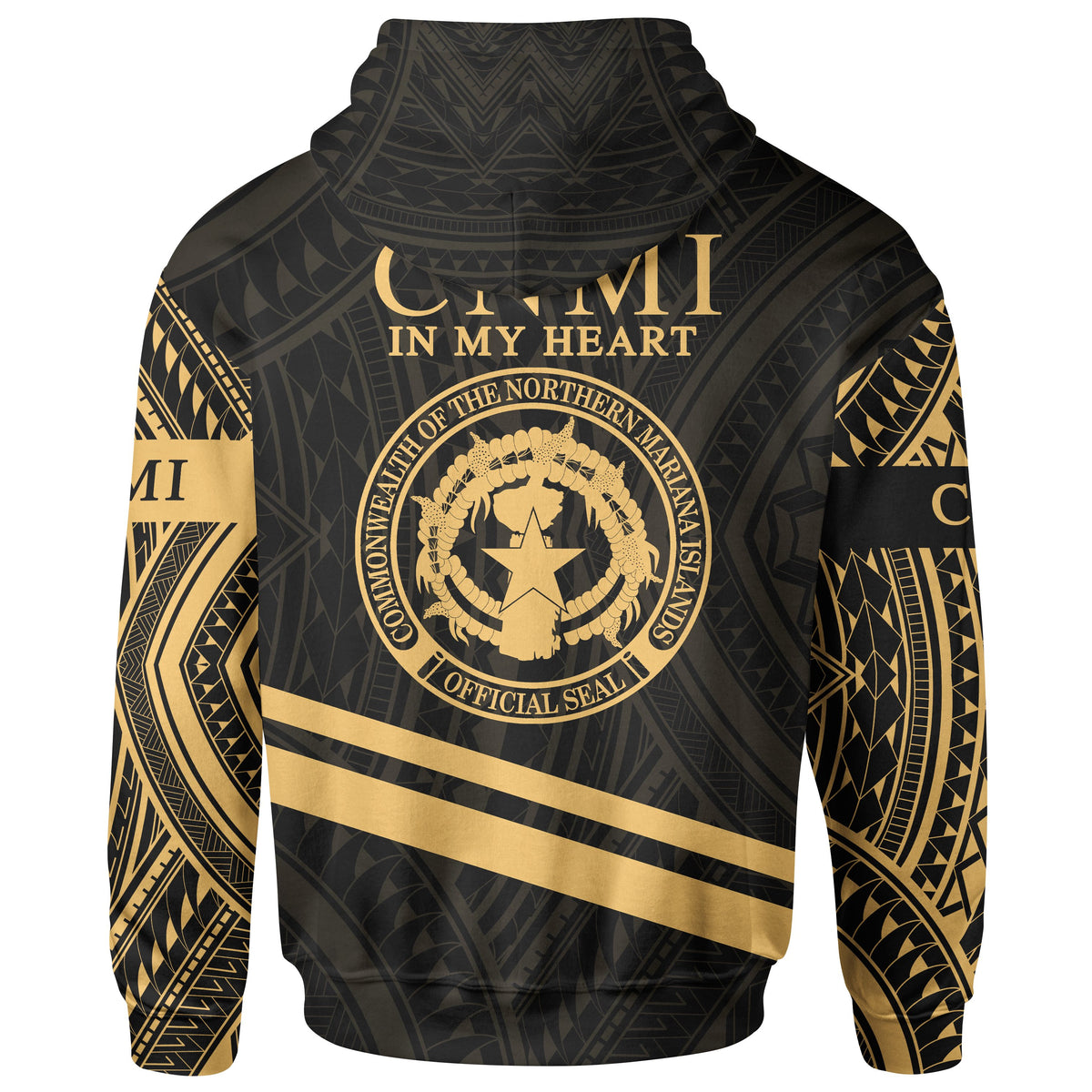 Northern Mariana Islands Zip Hoodie In My Heart Style Gold Polynesian Patterns - Polynesian Pride