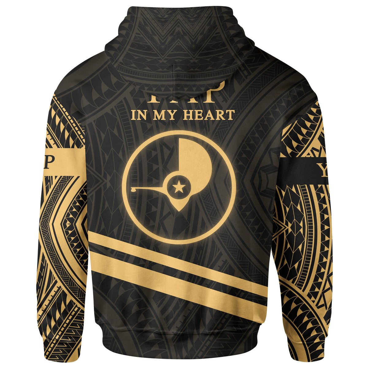 Yap State Zip Hoodie In My Heart Style Gold Polynesian Patterns - Polynesian Pride