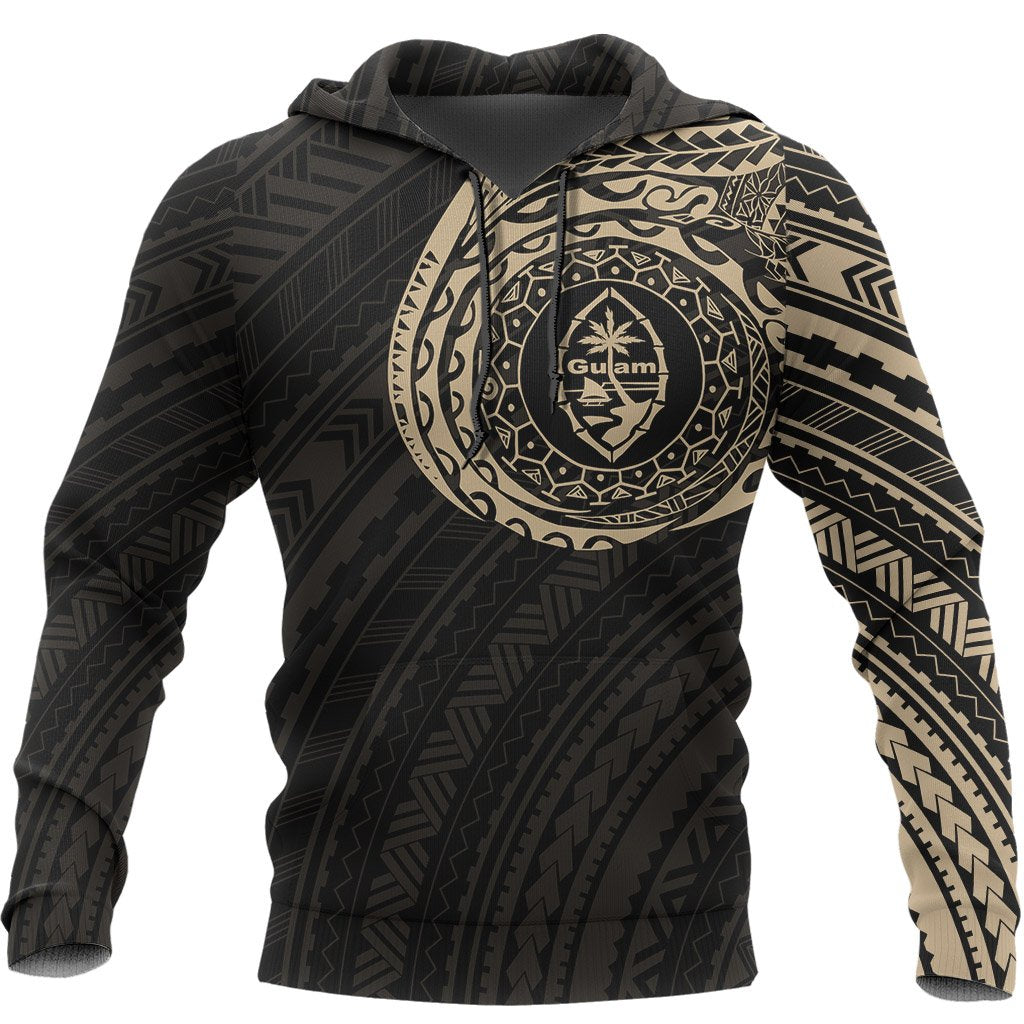 Guam Micronesia Hoodie Guam Micronesia Coat of Arms Polynesian Tattoo Style Unisex Black & GOLD - Polynesian Pride