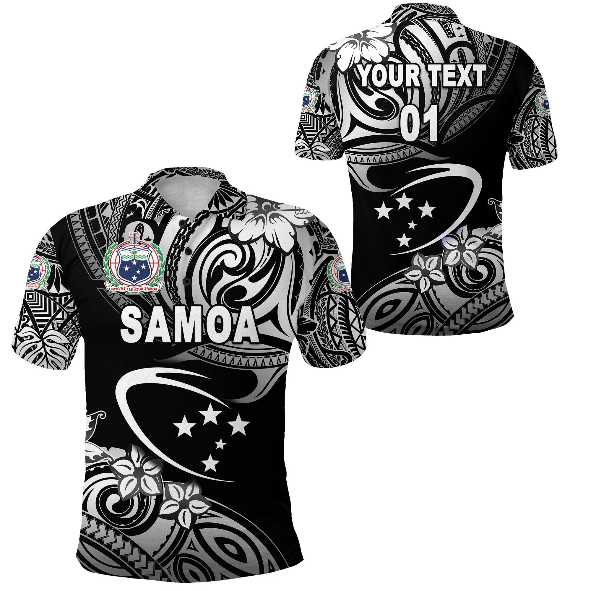 Custom Manu Samoa Rugby Polo Shirt Unique Vibes Black, Custom Text and Number Unisex Black - Polynesian Pride