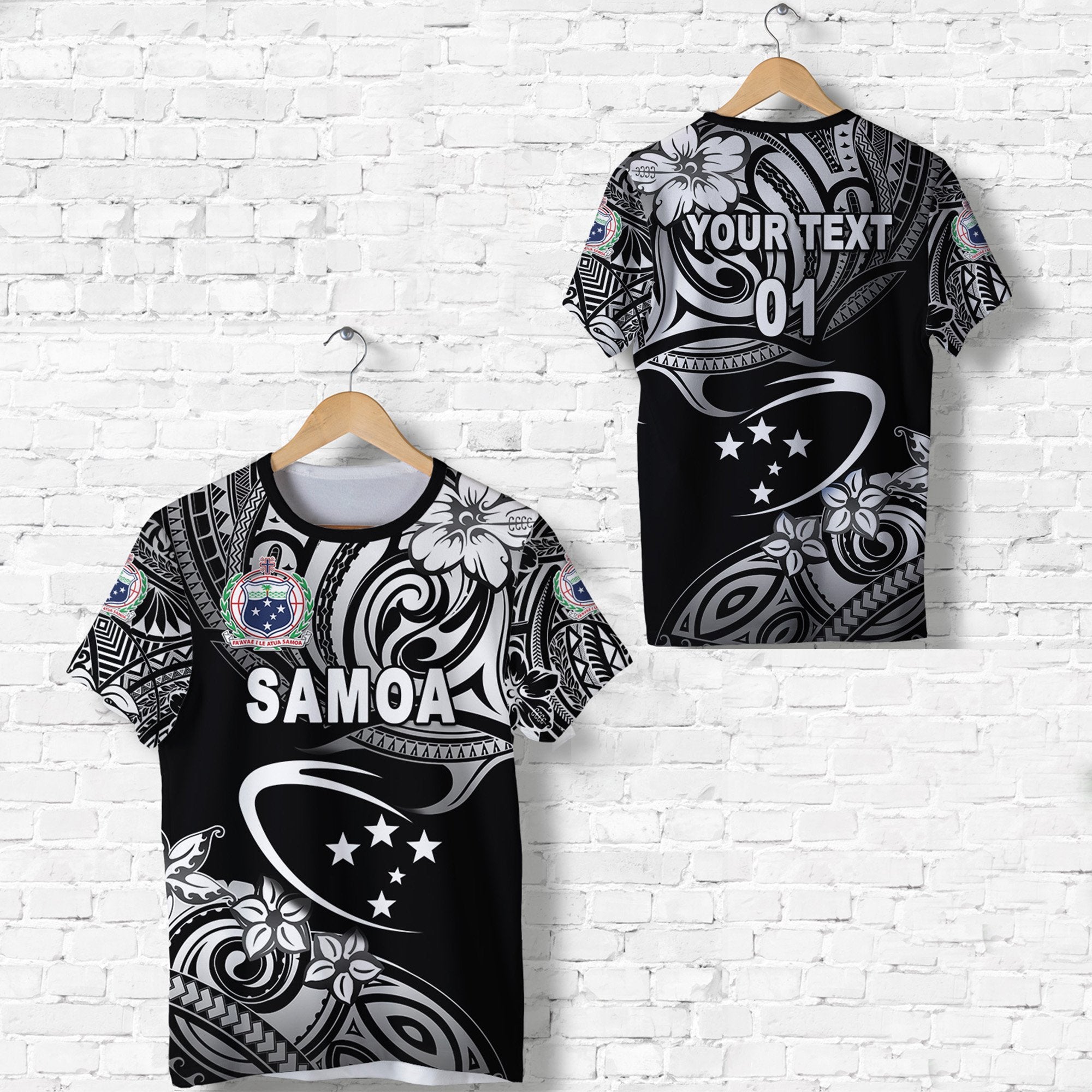 Custom Manu Samoa Rugby T Shirt Unique Vibes Black, Custom Text and Number Unisex Black - Polynesian Pride