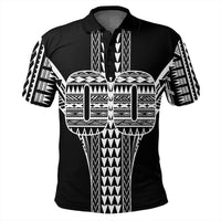 Custom Hawaii Polo Shirt Black White Football Polo Shirt - Polynesian Pride