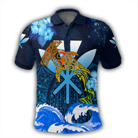 Kanaka Hammerhead Sharks Polynesian Hibiscus Polo Shirt Bloom AH - Polynesian Pride