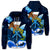 Kanaka Hammerhead Sharks Polynesian Hibiscus Hoodie Zip Bloom Unisex Blue - Polynesian Pride