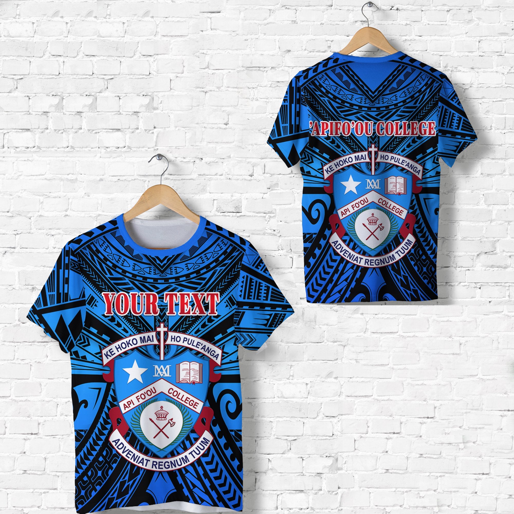 Custom Kolisi Apifoou College T Shirt Tonga Blue Unisex Blue - Polynesian Pride