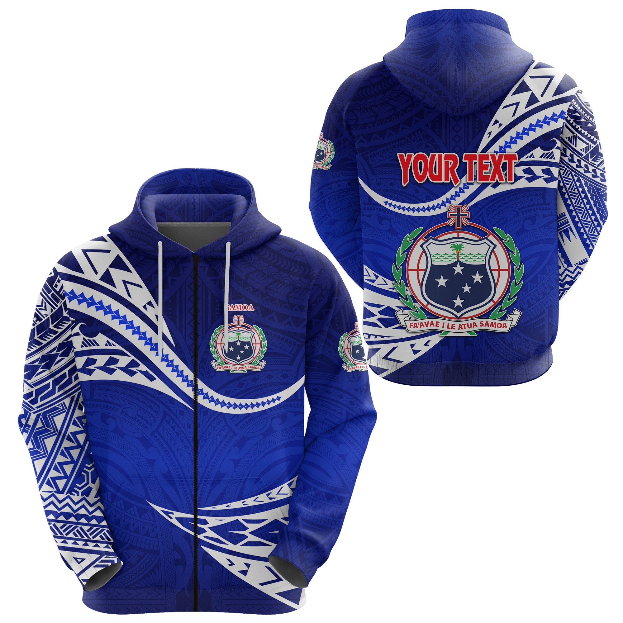 Custom Manu Samoa Rugby Zip Hoodie Unique Version Blue Unisex Blue - Polynesian Pride