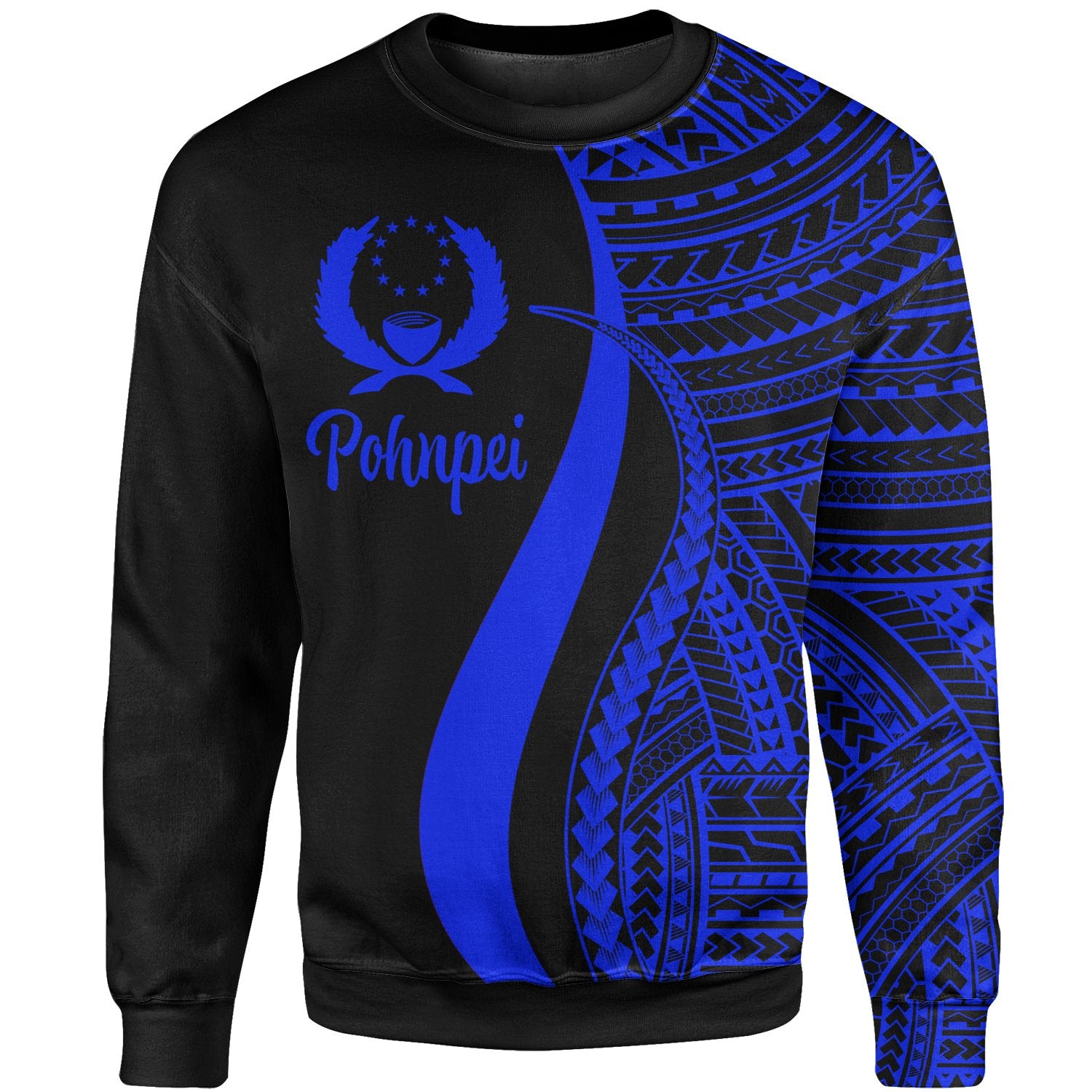 Pohnpei Sweatshirt - Blue Polynesian Tentacle Tribal Pattern Unisex Blue - Polynesian Pride